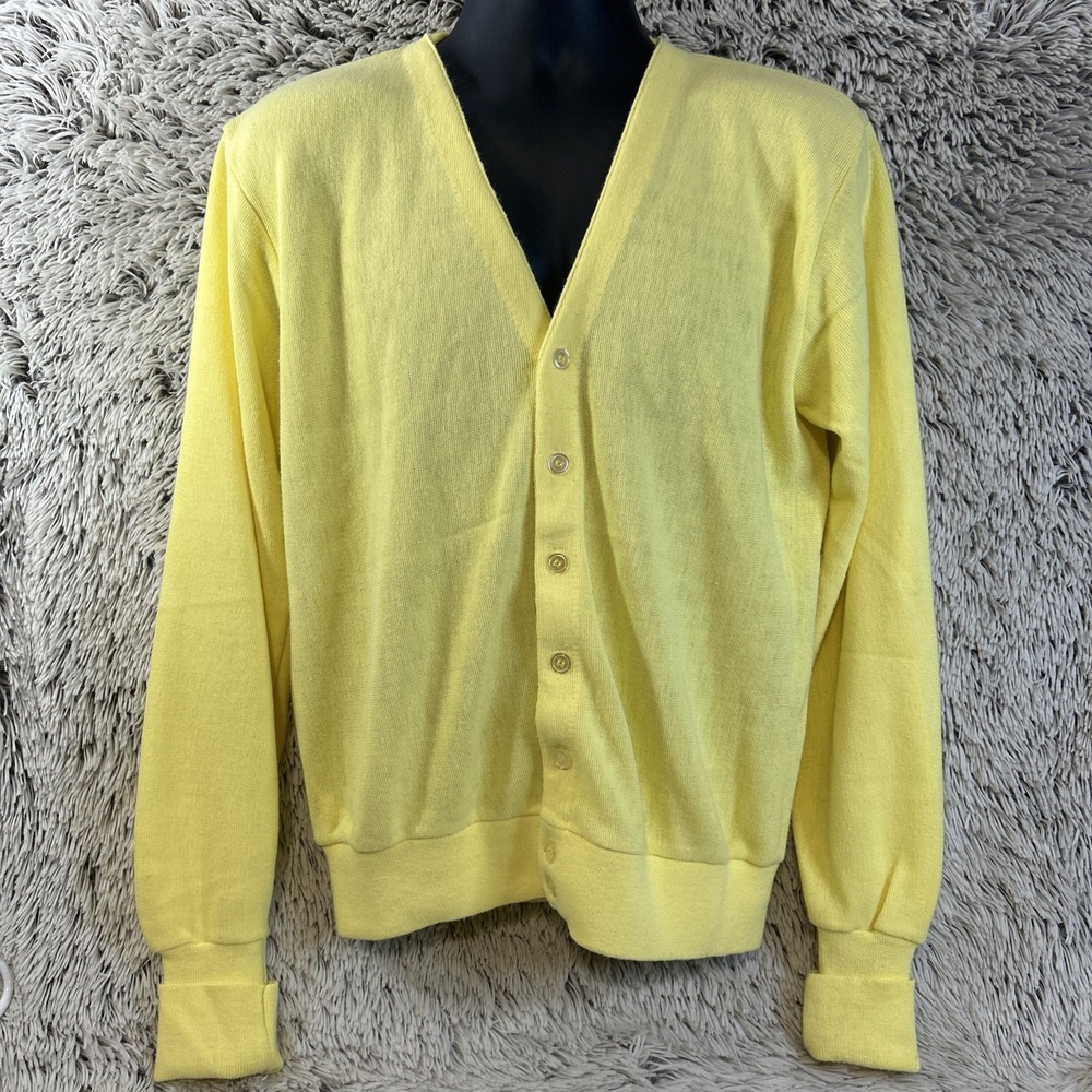 Sears Vintage 80's Braggin Dragon Cardigan Button Up Acrylic Knit Grandpa Sz XL